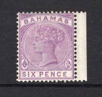 BAHAMAS - 1884 - VARIETY: 6d mauve QV issue, a fine mint copy with variety MALFORMED E IN PENCE. (SG 54a)  (BAH/9654)