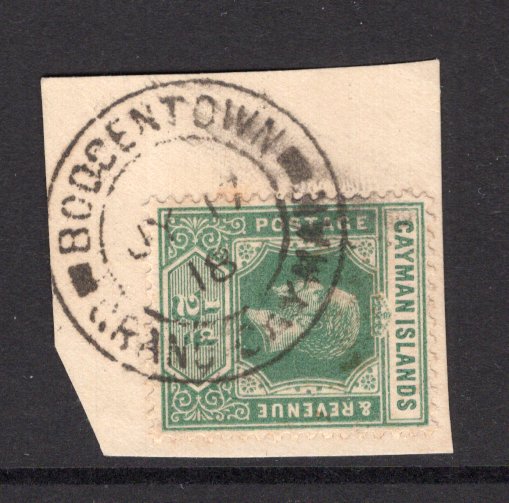 CAYMAN ISLANDS - 1918 - CANCELLATION: ½d green GV issue tied on piece by fine strike of BODDENTOWN cds dated JUL 17 1918. (SG 41)  (CAY/19975)