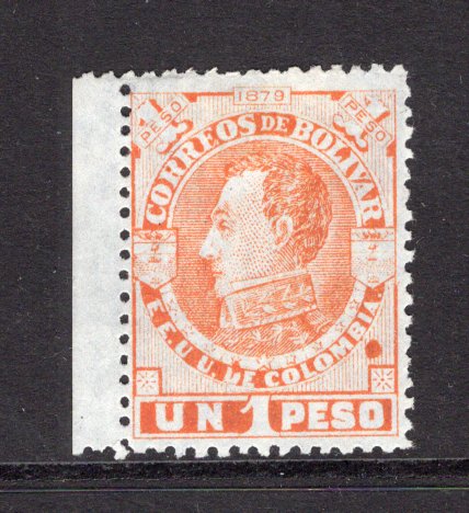 COLOMBIAN STATES - BOLIVAR - 1879 - UNISSUED: 1p orange on blue LAID paper UNISSUED type dated '1879' a fine unused copy. Scarce.  (COL/1882)