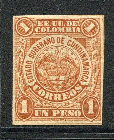 COLOMBIAN STATES - CUNDINAMARCA - 1877 - CLASSIC ISSUES: 1p chestnut, a very fine unused copy with four margins. (SG 8a)  (COL/18967)