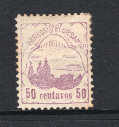 COLOMBIAN PRIVATE EXPRESS COMPANIES - 1904 - MEDELLIN: 50c violet 'Correos Urbano SMP Medellin' CATHEDRAL issue, type 2, a fine mint copy. (Hurt & Williams #8a)  (COL/19009)