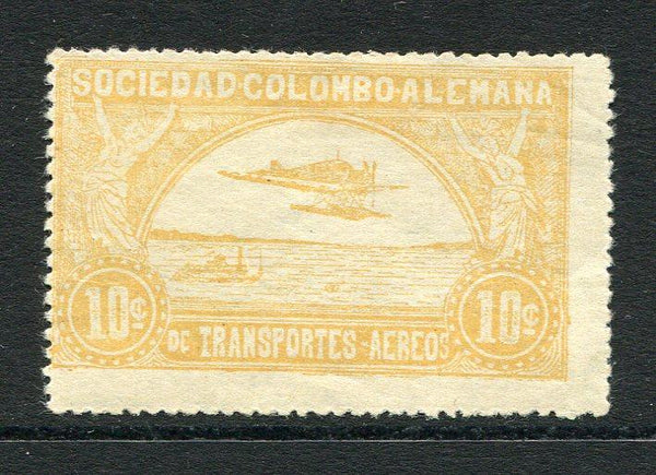 COLOMBIAN AIRMAILS - SCADTA - 1921 - VALIENTE ISSUE: 10c ochre yellow 'Valiente' issue, a fine mint copy. (SG 12)  (COL/29900)
