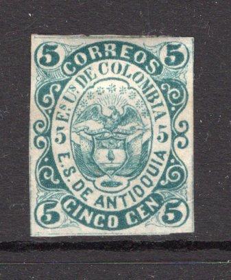 COLOMBIAN STATES - ANTIOQUIA - 1869 - CLASSIC ISSUES: 5c green 'Type A' a fine mint copy with full O.G. (SG 6)  (COL/34990)