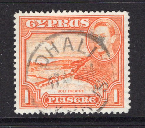 CYPRUS - 1938 - CANCELLATION: 1pi orange GVI issue used with good strike of DHALI cds dated 1944. (SG 154)  (CYP/24345)