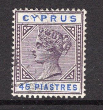CYPRUS - 1894 - QV ISSUE: 45pi grey purple & blue QV issue, a superb lightly used copy. (SG 49)  (CYP/28868)