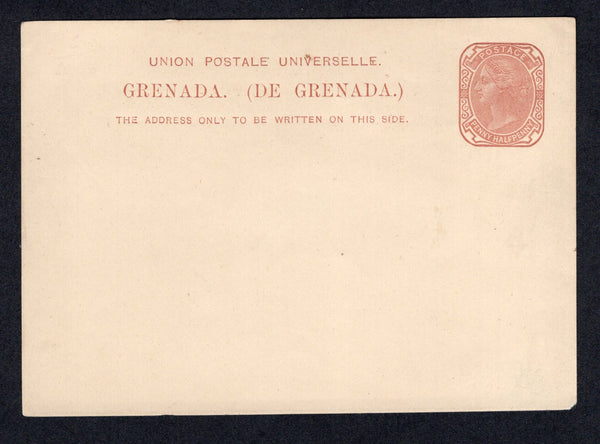 GRENADA - 1881 - POSTAL STATIONERY: 1½d brown on buff QV postal stationery card (H&G 2). A fine unused example. Very scarce.  (GRE/27378)