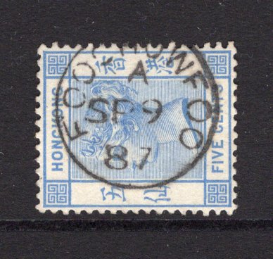 HONG KONG - 1882 - CANCELLATION: 5c blue QV issue used with good central strike of FOOCHOWFOO cds dated SEP 9 1887. (SG Z339)  (HNK/21090)