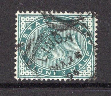 IRAN - 1895 - INDIA USED IN IRAN: ½a blue green QV issue of India used with good strike of small LINGA squared circle cancel dated MAY 15 1896. (SG Z336)  (IRA/13073)