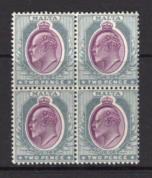 MALTA - 1904 - MULTIPLE: 2d purple & grey EVII issue, a fine mint block of four. (SG 50)  (MAL/14422)