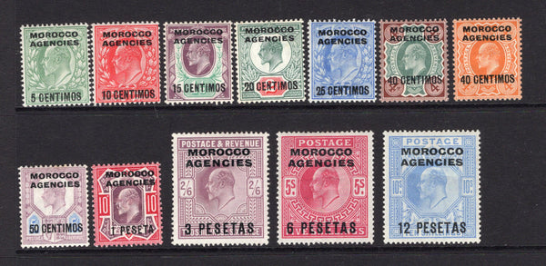 MOROCCO AGENCIES - 1907 - EVII ISSUE: EVII definitive issue, the set of twelve fine mint. (SG 112/123)  (MOR/39293)