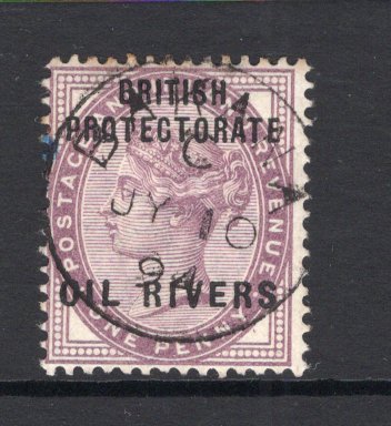 NIGERIA - OIL RIVERS PROTECTORATE - 1892 - CANCELLATION: 1d lilac QV issue with 'BRITISH PROTECTORATE OIL RIVERS' overprint, a fine used copy with good strike of BAKANA cds dated JUL 10 1894. Very scarce. (SG 2)  (NIG/14822)
