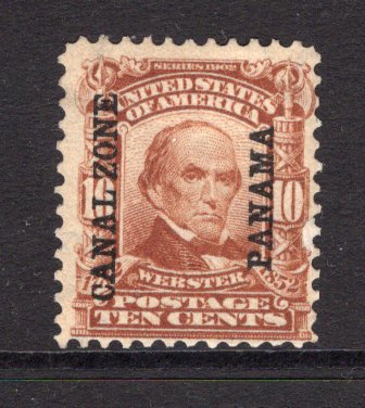 PANAMA - CANAL ZONE - 1904 - OVERPRINTS ON USA: 10c brown 'Webster' issue of USA with 'CANAL ZONE PANAMA' overprint in black, a fine mint copy. (SG 8)  (PAN/37962)