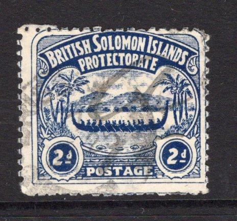 SOLOMON ISLANDS - 1907 - LARGE CANOES: 2d blue 'Large Canoe' issue a fine used copy with 'SS' manuscript cancel and light BRISBANE AUSTRALIA cds. (SG 3)  (SOL/1954)