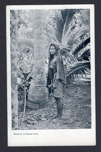 SOLOMON ISLANDS - 1910 - POSTCARD: Circa 1910 black & white PPC 'Woman in Santa Cruz' with 'Melanesian Mission Series' imprint on reverse. Fine & unused.  (SOL/22336)