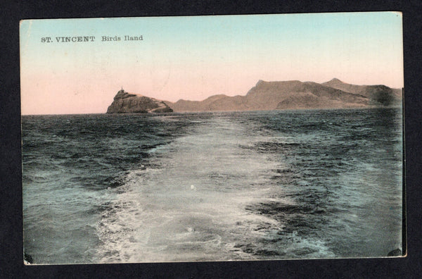 SAINT VINCENT - 1910 - POSTCARD & MARITIME: Colour PPC 'St. Vincent Birds Iland' written on board 'S.S Rhakotis' (manuscript endorsement on message side) franked with CHILE 1905 1c green & 5c blue (SG 104 & 107) tied by CORRAL cds's. Addressed to GERMANY.  (STV/1315)
