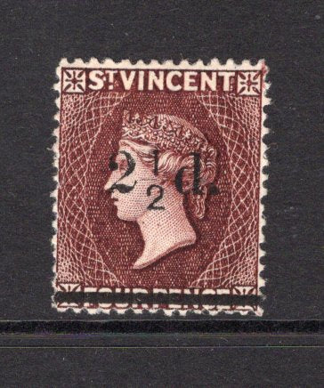 SAINT VINCENT - 1890 - CLASSIC ISSUES: 2½d on 4d chocolate QV issue, a fine mint copy. (SG 54)  (STV/26004)