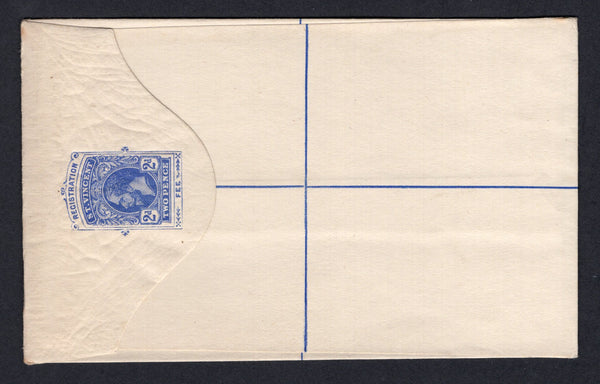 SAINT VINCENT - 1915 - POSTAL STATIONERY: 2d ultramarine on cream GV postal stationery registered envelope (H&G C4, size G). A fine unused example.  (STV/27391)