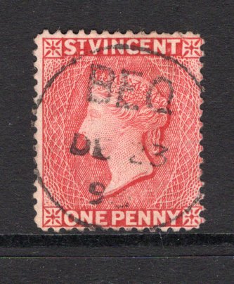 SAINT VINCENT - 1899 - CANCELLATION: 1d red QV issue fine used with good central strike of BEQ cds of BEQUIA dated DE 23 1899. (SG 48b)  (STV/6598)