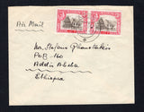 ADEN - 1949 - DESTINATION: Cover with manuscript 'Air Mail' on front franked with 1939 pair 3a sepia & carmine GVI issue (SG 22) tied by ADEN cds dated 2 FEB 1949. Addressed to ETHIOPIA with ADDIS ABABA arrival cds on reverse.  (ADE43649)