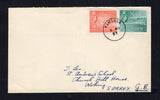 ADEN - 1957 - ISLAND MAIL & CANCELLATION: Cover franked with 1953 10c orange and 15c blue green QE2 issue (SG 50 & 52) tied by fine strike of KAMARAN cds dated 6 NOV 1957. Addressed to UK with ADEN G.P.O. transit cds on reverse.  (ADE43892)