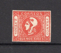 ARGENTINA - BUENOS AIRES - 1859 - CLASSIC ISSUES: 2p red 'Liberty' issue, early impression, a fine unused copy with four clear margins. (SG P33)  (ARG/23996)