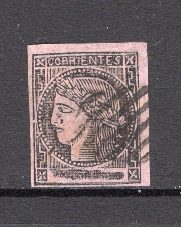 ARGENTINA - CORRIENTES - 1874 - CLASSIC ISSUES: 3c black on rose lilac 'Ceres' issue a fine used copy, four tight to large margins. (SG P65)  (ARG/35485)