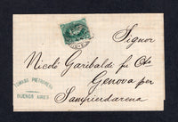 ARGENTINA - 1881 - ROULETTE ISSUE: Cover franked with 1877 16c green 'Roulette' issue (SG 41) tied by BUENOS AIRES cds dated 18 MAR 1881. Addressed to ITALY with arrival cds on reverse. Very attractive.  (ARG/36203)