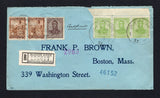 ARGENTINA - 1909 - REGISTRATION: Registered cover franked with pair 1899 ½c brown 'Liberty Shield' issue, and 1908 2c chocolate and marginal strip of three 15c yellow green 'San Martin' issue (SG 221, 293A & 301A) tied by BUENOS AIRES cds's dated 9 JUN 1909 with printed black & white 'BUENOS AIRES' registration label alongside. Addressed to USA with transit & arrival marks on reverse. A nice combination of issues.  (ARG/43091)