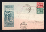 ARGENTINA - 1903 - POSTAL STATIONERY: 5c grey green & brown 'Chilean Peace Commission' postal stationery viewcard (H&G 28) with view of 'Puna de Atacama' on reverse used with added 1899 1c green and 5c carmine 'Liberty Shield' issue (SG 222 & 226) tied by C. SUAREZ (B.A.) cds dated 4 JUN 1903. Addressed to SWITZERLAND with transit and arrival cds's on front.  (ARG43788)