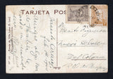 ARGENTINA - 1944 - ITALIAN & SWISS COLONY, CANCELLATION & DESTINATION: Colour PPC 'Paisaje de Villa Larca (S. Luis)' franked on message side with 1939 3c grey and 1942 1c yellow brown (SG 672 & 702) tied by JACINTO ARAUZ P. cds dated 15 FEB 1944. Addressed to NUEVA HELVECIA, DEP COLONIA R.O. URUGUAY. Jacinto Arauz was a foreign settlement established in 1889 by Italians emigrants who moved from the Colonia's in Uruguay to Argentina. Small faults.  (ARG43794)