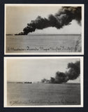 ARGENTINA - 1933 - MARITIME DISASTER & POSTCARD: Pair of black & white real photographic PPCs showing the fire onboard the oil tanker 'Santa Cruz' off the coast of Commodore Rivadavia, Chubut in 1933 inscribed 'C. Rivadavia. Chatas incendiadas a la derivan' and 'C. Rivadavia. Incendio Buque Raftero "Santa Cruz"'. Both fine unused.  (ARG44161)