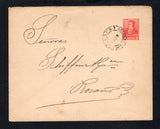 ARGENTINA - 1893 - ITALIAN COLONY IN ARGENTINA: 5c red on cream postal stationery envelope (H&G B12a) used with good strike of COLONIA GALVEZ (S. FE) cds dated 5 NOV 1893. Addressed to ROSARIO with arrival cds on reverse. Colonia Galvez was an Italian colony established in 1886 by immigrants from the Piamonte and Lombardia areas of Italy.  (ARG45188)