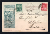 ARGENTINA - 1903 - POSTAL STATIONERY: 5c grey green & brown 'Chilean Peace Commission' postal stationery viewcard (H&G 28) with view of 'Cerro Gormaz' on reverse datelined 'Rosario 25 Mai 1903' used with added 1899 1c green and 5c carmine 'Liberty Shield' issue (SG 222 & 226) tied by ROSARIO DE SANTA FE cds's dated 25 MAY 1903. Addressed to SWITZERLAND with BUENOS AIRES transit cds and Swiss arrival cds on front.  (ARG45208)