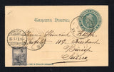 ARGENTINA - 1903 - POSTAL STATIONERY: 4c green on yellowish postal stationery viewcard (H&G 24b) with view of 'Lago Nahuel Huapi - Puerto Blest' in green on reverse used with added 1899 2c slate 'Liberty Shield' issue (SG 223) tied by BUENOS AIRES cds's dated DIC 31 1902. Addressed to SWITZERLAND with arrival cds on front.  (ARG45210)