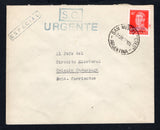 ARGENTINA - 1957 - PROVISIONAL OFFICIAL ISSUE: Cover with boxed 'S.O.' at top, straight line 'URGENTE' and boxed 'ESPECIAL' official markings on front & reverse franked with 1954 40c scarlet with locally made 'SERVICIO OFICIAL' handstamp in blue (SG O870 variety) tied by fine SAN MIGUEL "CTES" cds dated 24 JUL 1957. Addressed to COLONIA MADARIAGA, CORRIENTES with arrival cds on reverse. An unusual provisional official issue.  (ARG45256)
