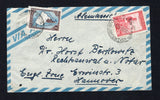 ARGENTINA - 1950 - JEWISH COLONIES IN ARGENTINA: Airmail cover with manuscript return address on reverse 'Rem. Leeser, Monigotes, F.C.C.A. Argentinien' franked on front with 1945 25c carmine red & pink and 1p light blue & chocolate (SG 756 & 760) tied by two strikes of MONIGOTES S. FE cds dated 17 JUL 1950. Addressed to 'Dr Horst Berkowitz' in HANNOVER, GERMANY. Monigotes was a Jewish colony founded in 1904. The 1940 population showed 120 Jewish families living there.  (ARG45466)