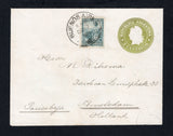 ARGENTINA - 1901 - POSTAL STATIONERY: 5c yellow green postal stationery lettersheet (H&G G9) with view inside 'Paisaje de la Tierra del Fuego' in purple & green used with added 1899 15c greenish blue 'Liberty Shield' issue (SG 231) tied by BUENOS AIRES cds dated DEC 7 1901. Addressed to HOLLAND with arrival cds on reverse.  (ARG45471)