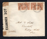 ARGENTINA - 1940 - FOREIGN COLONIES IN ARGENTINA & CANCELLATION: Censored cover with printed 'PLANTACION SIETE COLORES GARRUCHOS PROV CORRIENTES' return address on reverse franked with 4 x 1935 5c orange brown (SG 653b) tied by tow good strikes of COLONIA GARABI DTO 14 cds dated 11 DIC 1940. Addressed to UK with printed 'OPENED BY EXAMINER 307' P.C.90 censor strip at left and GARRUCHOS transit cds on reverse. Colonia Garabi was a settlement formed mainly of Polish and Ukrainian immigrants.  (ARG45766)
