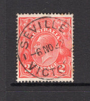 AUSTRALIA - 1918 - CANCELLATION: 2d bright rose scarlet 'GV Head' issue used with fine strike of SEVILLE VICTORIA cds dated 6 NOV 1922. (SG 63)  (AUS/23840)