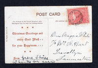 AUSTRALIAN STATES - TASMANIA - 1905 - CANCELLATION: Circa 1905. Colour Christmas greetings PPC of a Waterfall franked on message side with 1905 1d rose red 'Pictorial' issue (SG 250) tied by ST. PATRICKS RIVER cds dated DEC 25 but without date slug. Addressed to LAUNCESTON. Very scarce. Rated R in Campbell & Purves.  (AUS/41805)