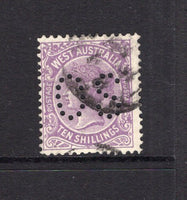 AUSTRALIAN STATES - WESTERN AUSTRALIA - 1902 - OFFICIAL ISSUE: 10/- deep mauve QV issue, perf 12½ with 'O.S.' official PERFIN, a fine lightly used copy. Very scarce. (SG 127)  (AUS/41884)