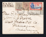 BAHAMAS - 1936 - DESTINATION & AIRMAIL: Cover franked with 1921 3d purple on pale yellow and 1/- black & carmine and 1935 8d ultramarine & scarlet GV issue (SG 120, 123 & 145) tied by NASSAU machine cancel dated FEB 23 1936. Addressed to the NICARAGUA with MANAGUA AIRMAIL arrival mark on reverse. A very unusual destination.  (BAH45628)