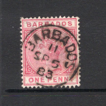 BARBADOS - 1886 - CANCELLATION: 1d carmine QV issue superb used with complete central strike of BARBADOS 11 cds of ST. LUCY dated SEP 5 1883. (SG 92)  (BAR/41785)