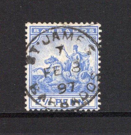 BARBADOS - 1892 - CANCELLATION: 2½d ultramarine QV issue used with fine central strike of ST. JAMES '7' cds dated FE 8 1897. (SG 109)  (BAR44103)