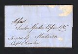BARBADOS - 1852 - MARITIME: Stampless folded letter datelined 'Barbados 26 April 52' carried privately with 'Favoured by Capt Chambers' in manuscript on front. Addressed to 'Messrs Newton Gordon Copart & Co. MADEIRA. The letter reads 'We beg to introduce to you Capt Chambers of the British Brig Emanuel Boucher who takes to your island some return Emigrants from Demerara, would you assist him in obtaining an outward pt and favour him with your advice should he apply to you. We shall consider it a favour con