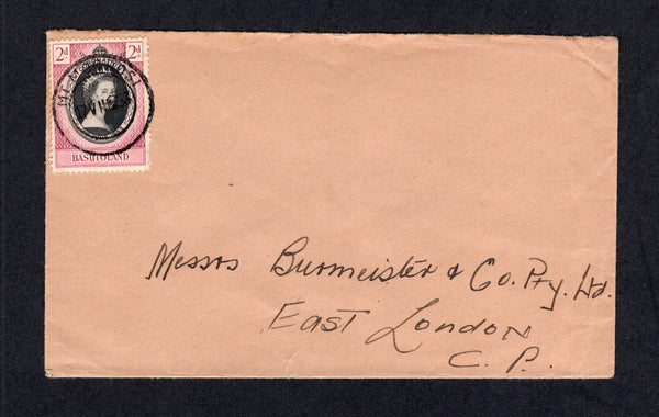 BASUTOLAND - 1953 - CANCELLATION: Cover franked with 1953 2d black & reddish purple 'Coronation' issue (SG 42) tied by MT MOROSI cds. Addressed to SOUTH AFRICA.  (BAS/1670)