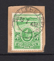 BASUTOLAND - 1938 - CANCELLATION: ½d emerald GV issue tied on small piece with superb strike of SETLEKETSENG cds dated 13 JAN 1938. This is the earliest recorded example of this cancellation. Very Rare. Ex A. H. Scott collection. Illustrated on page 264 of 'The Cancellations & Postal Markings of Basutoland' by A. H. Scott. (SG 1)  (BAS/1690)