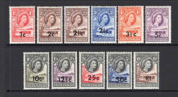 BECHUANALAND - 1961 - QE2 ISSUE: 'Decimal Surcharge' issue, the basic set of eleven fine mint. (SG 157/167b)  (BEC/11225)