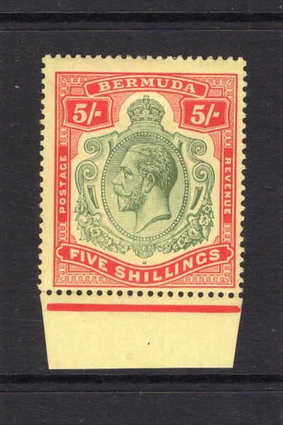 BERMUDA - 1918 - GV ISSUE: 5/- green & carmine red on pale yellow GV 'Key Type' issue. A fine mint copy. (SG 53d)  (BER/24947)