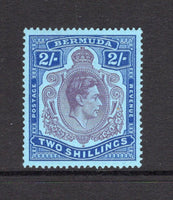 BERMUDA - 1938 - GVI ISSUE: 2/- purple & deep blue on pale blue on substitute paper GVI 'Key Type' issue, 1943 printing, comb perf 14 x 13¾. A fine mint copy. (SG 116d, Murray Payne #11b)  (BER/24950)